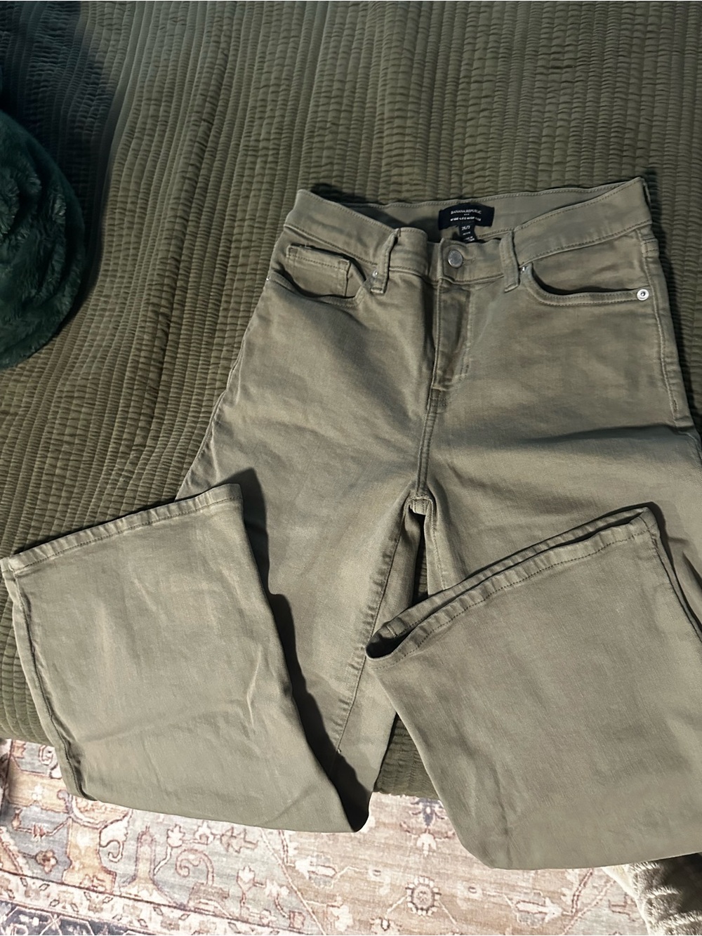 Banana Republic Olive Green Wide-Leg High-Rise Jeans